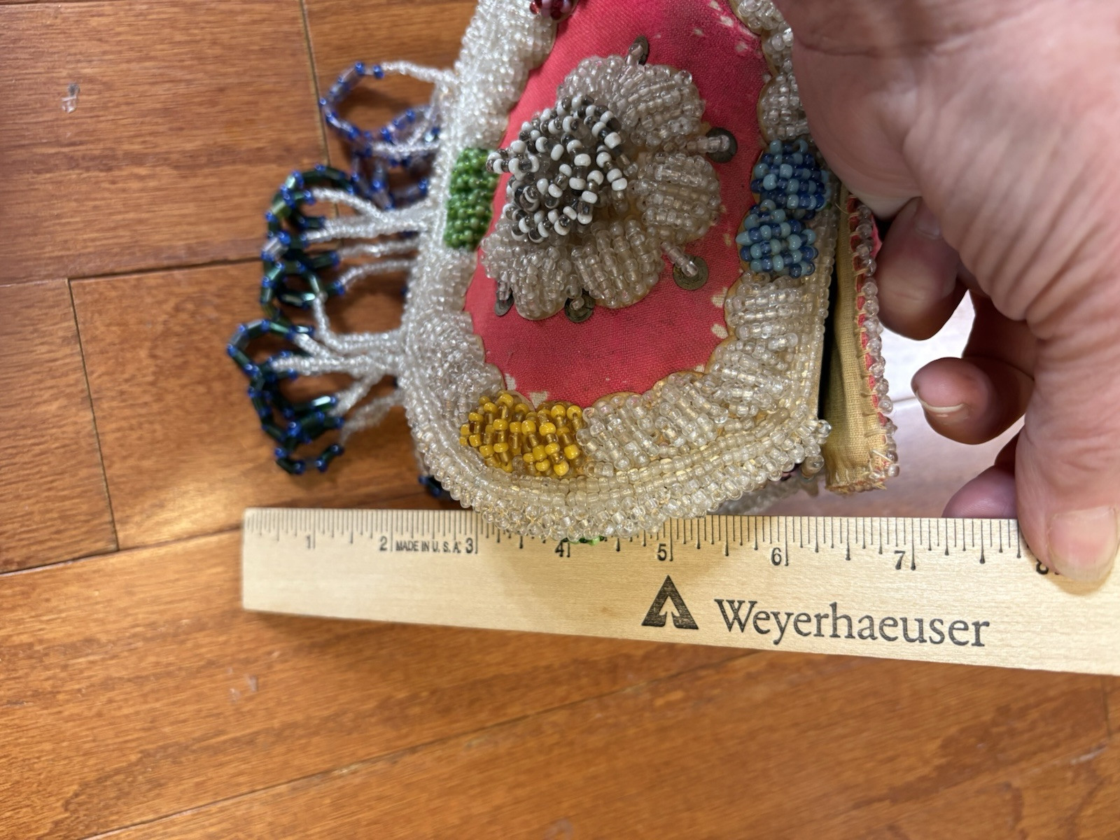 Native American Iroquois Indian Beaded Whimsical Purse Heavy Ornate Vintage