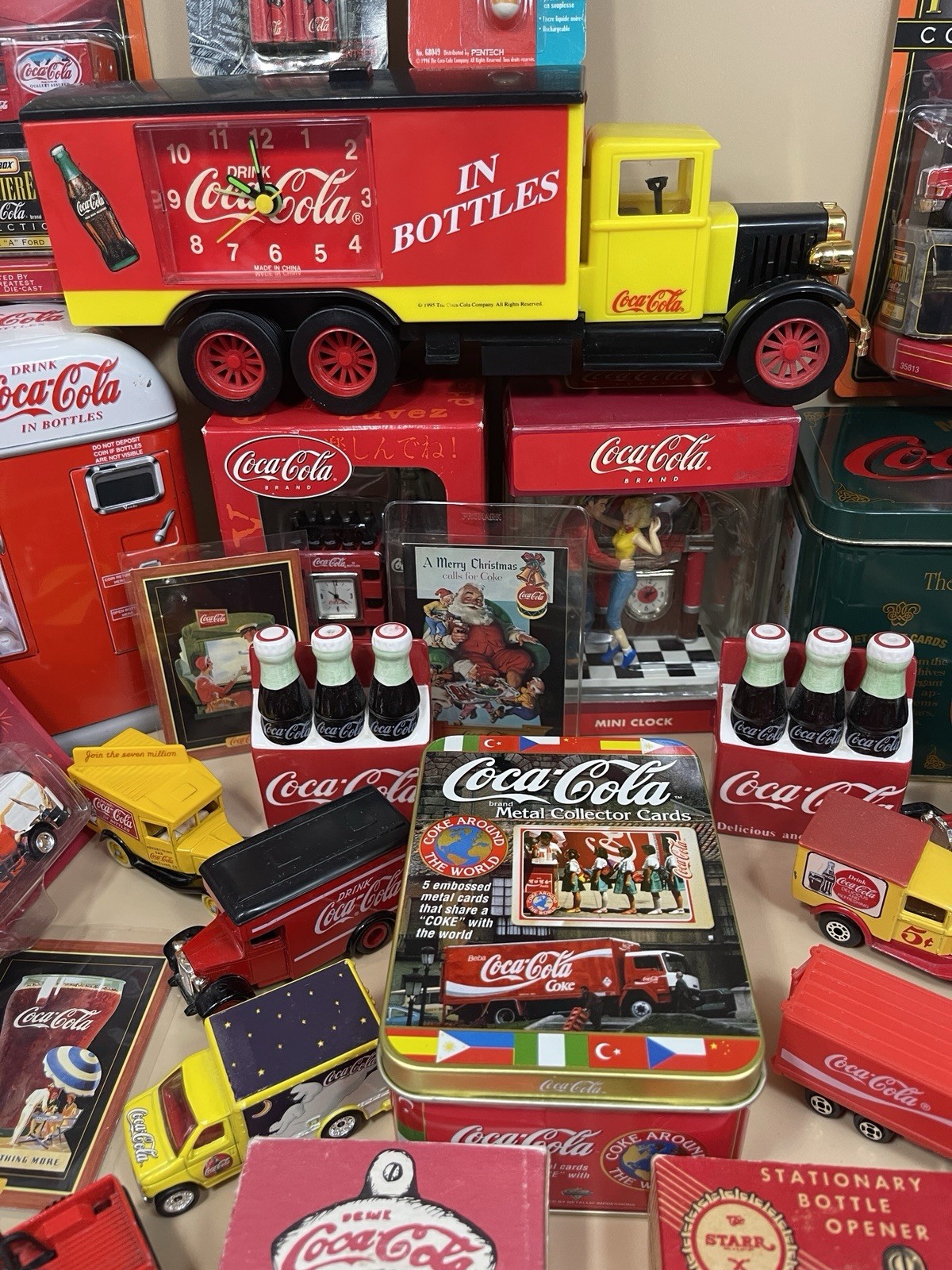 Huge Vintage Lot Of 78 Coca-Cola Collectibles, Clocks, Diecast, Salt & Pepper