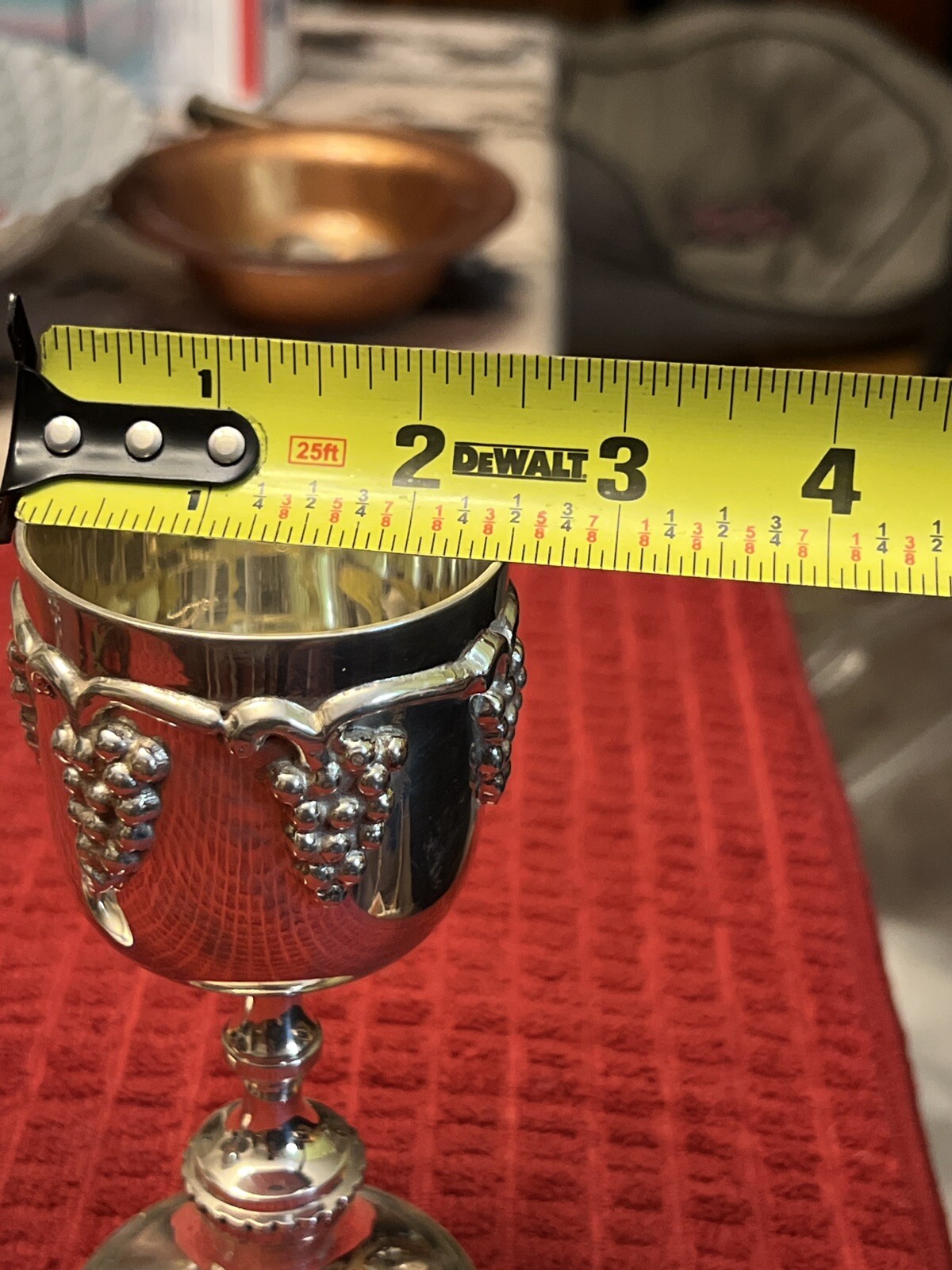 Vintage Set Of 2 Italian Grape Harvest Silver Plated Champagne / Wine Goblets