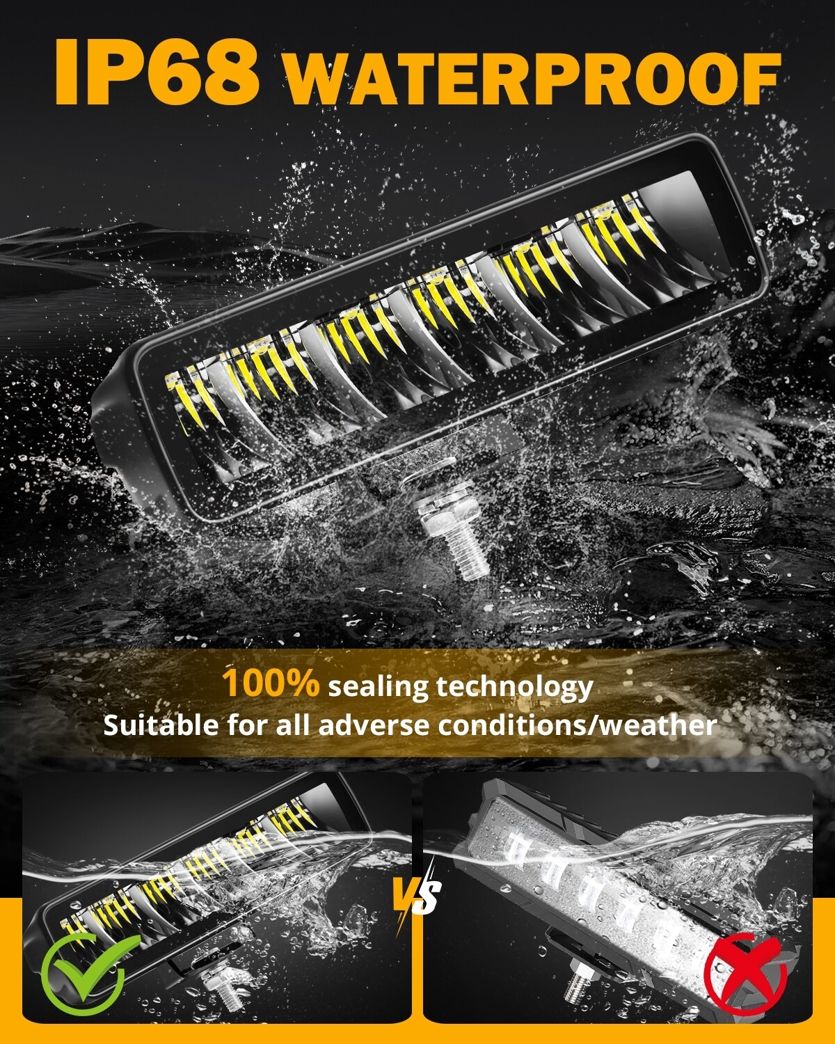 Auxbeam 6.3"inch LED Work Light Bar Driving Fog Pods Offroad Lamp Truck ATV UTV