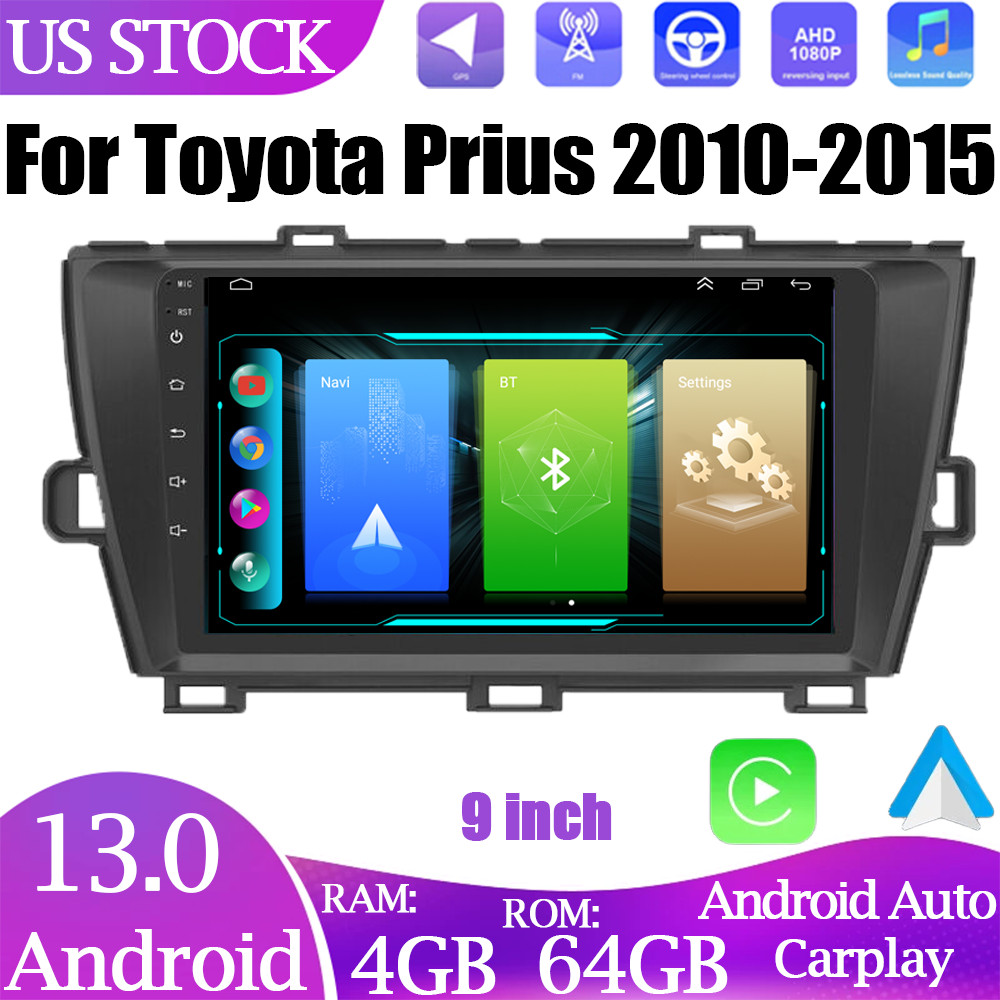 9in 64GB For Toyota Prius 2010-2015 Android 13 Carplay Auto Stereo Radio GPS Nav
