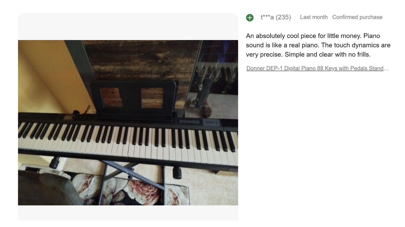 Donner DEP-1 88-Key Digital Piano with Stand and Sustain Pedal