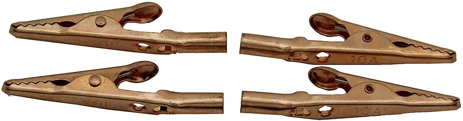 Copper Alligator Clips 4pc 2 in 10 Amp Soldering Heat Sink & Test Wire Connector