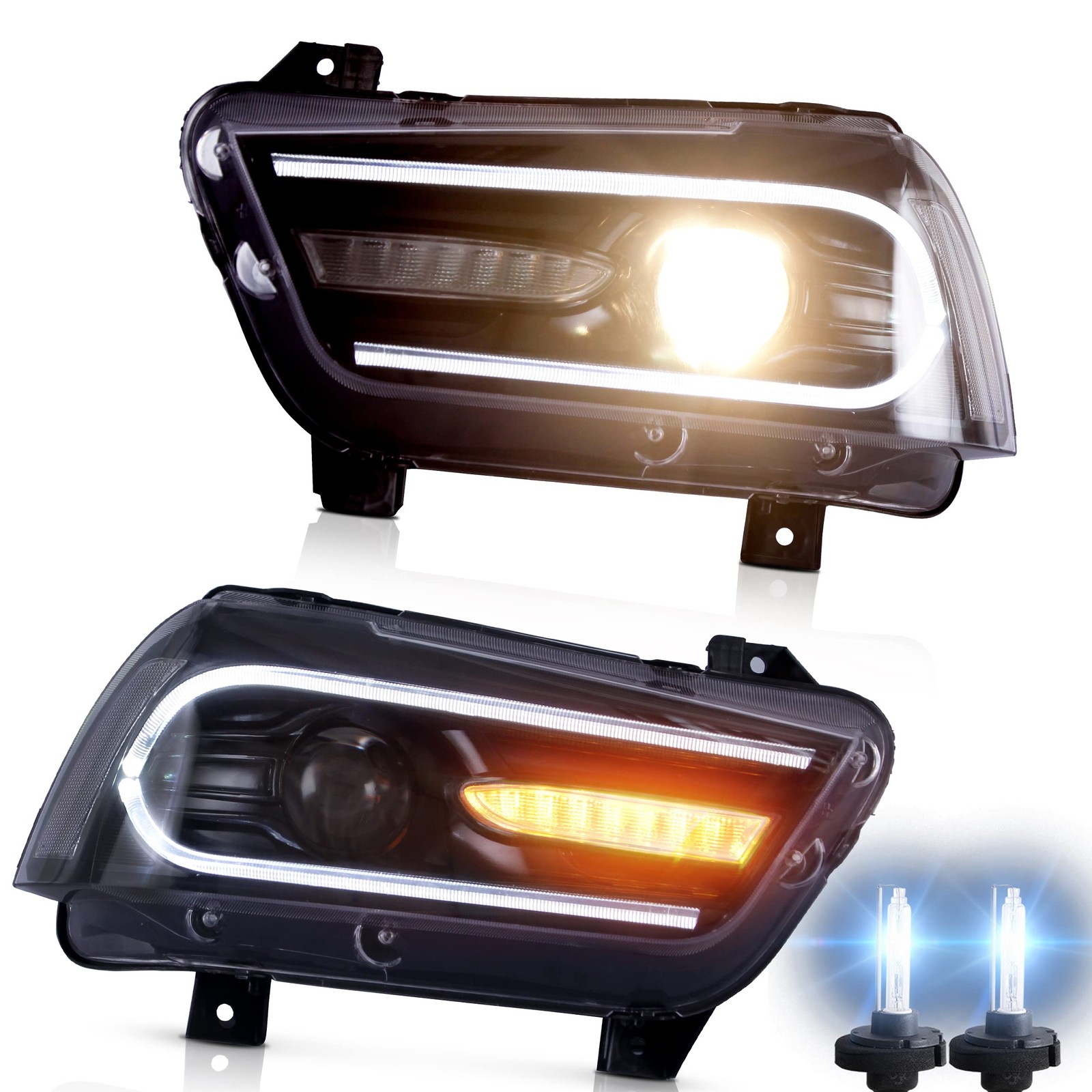 Headlight Assembly Compatible with Dodge Charger 2011-2014 LED Headlamp