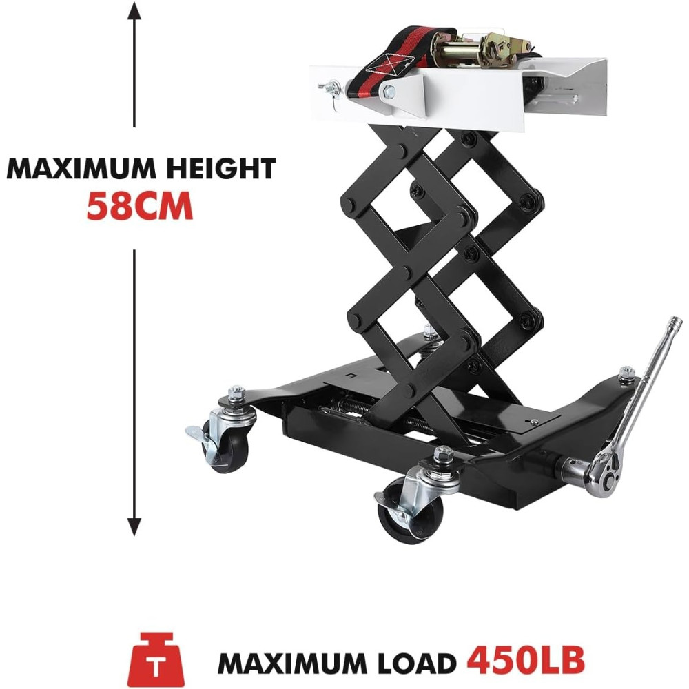 450 LBS Low Profile Transmission Jack with 7-23" Height Range & Safety Straps