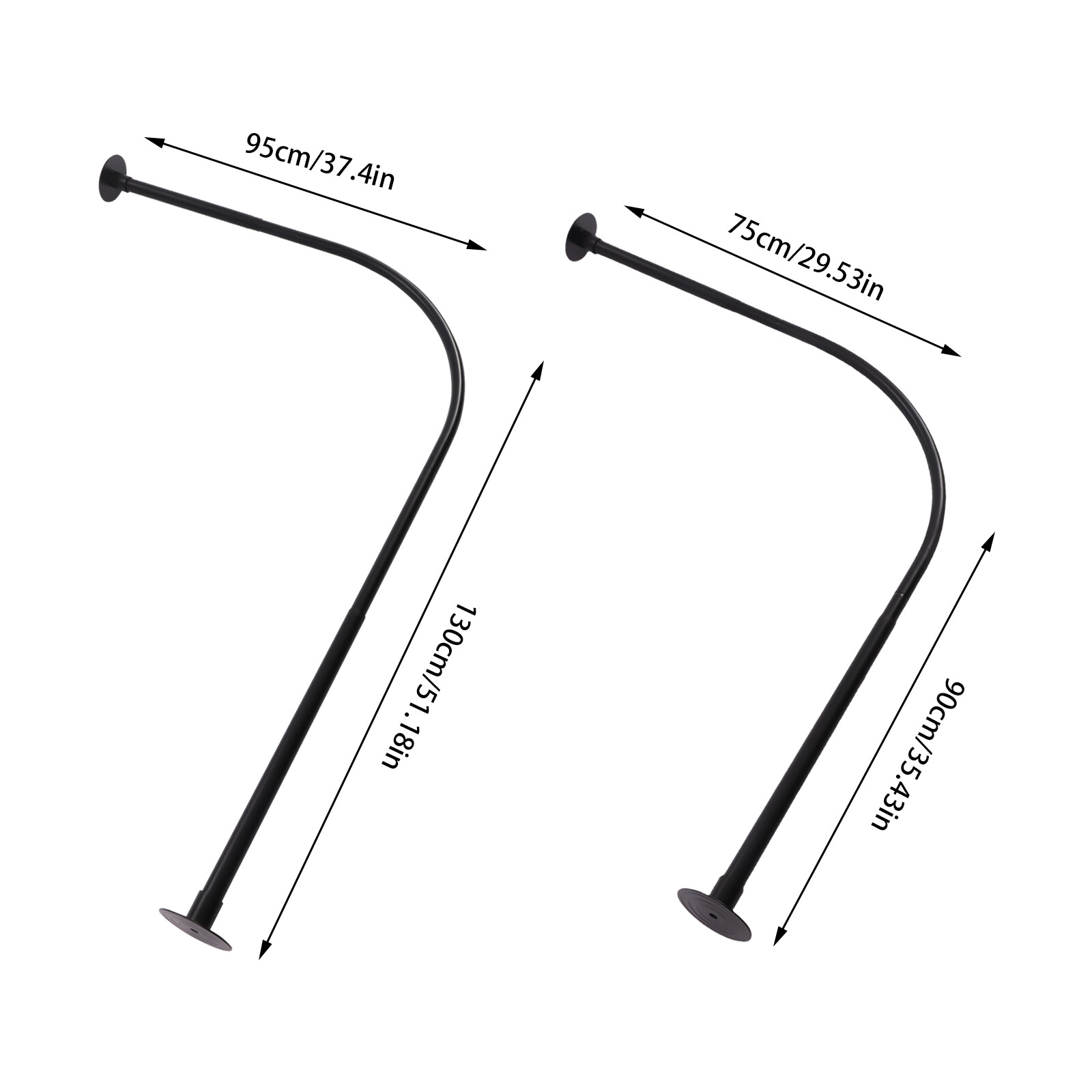 Adjustable L Shaped Shower Curtain Rod Stainless Steel Bathroom Shower Pole Rail