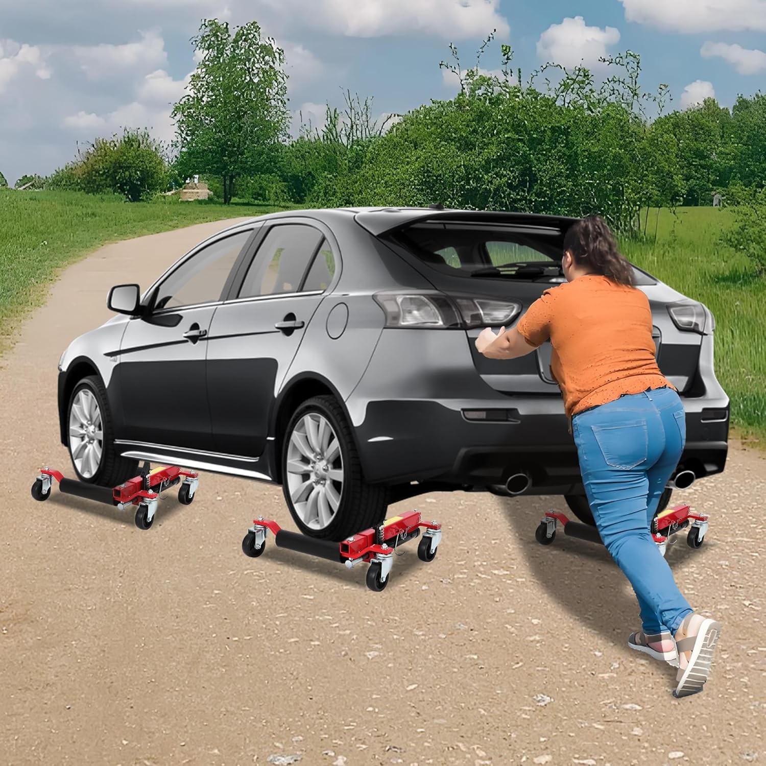 2 Hydraulic Wheel Dollies, 1500LB Capacity Each for Vehicle Moving & Tire Change