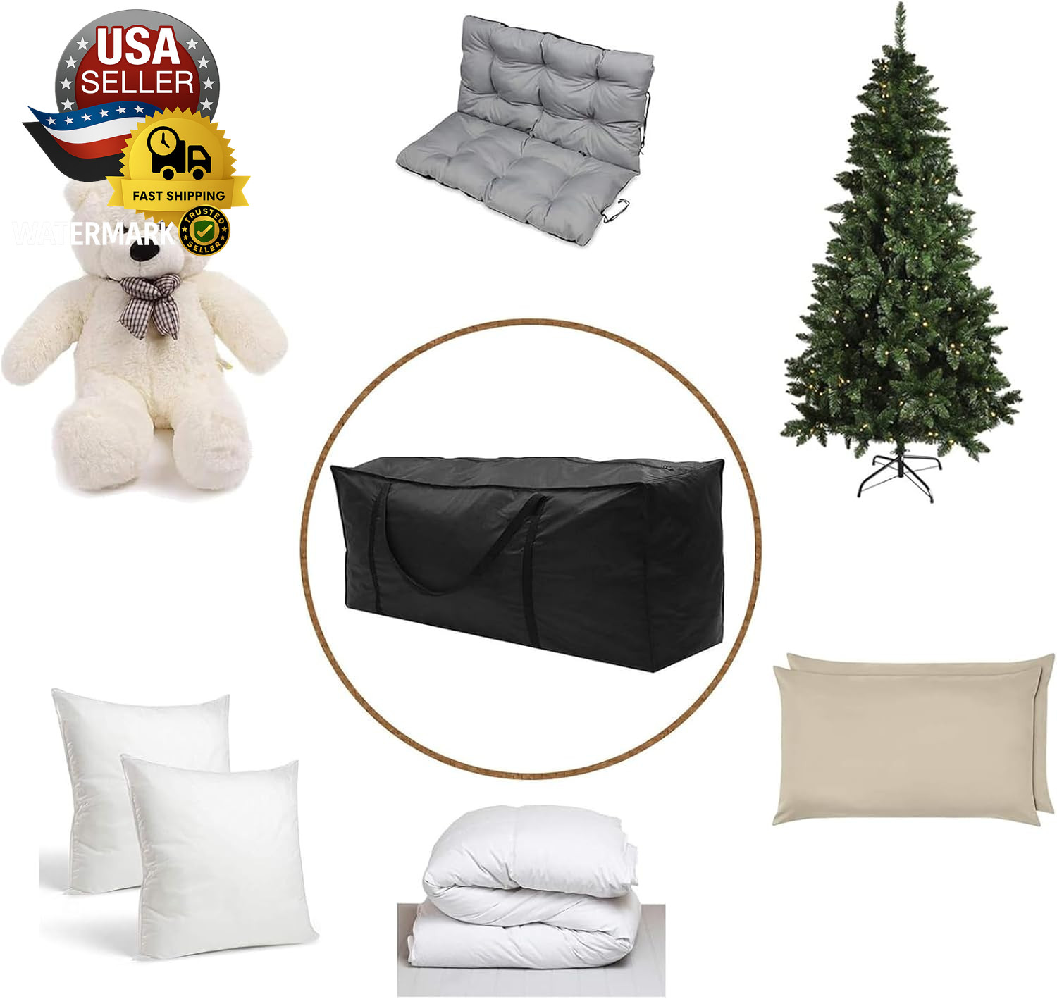 Outdoor Cushion Storage Bag, Waterproof Extra-Large Black Outdoor Patio Cushion