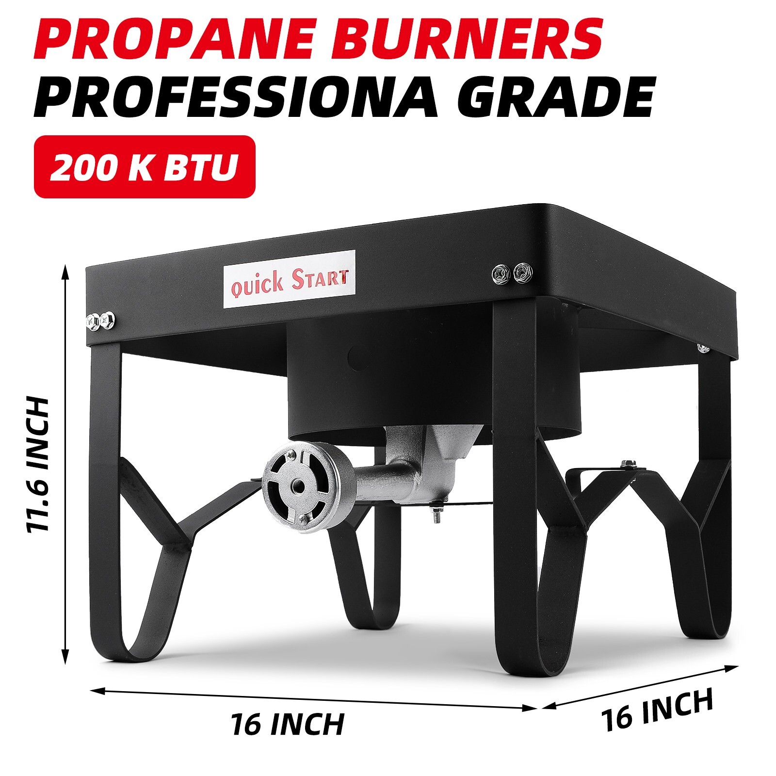 200K BTU Propane Burner, Heavy-Duty Outdoor Stove, Adjustable 0-20PSI Regulator