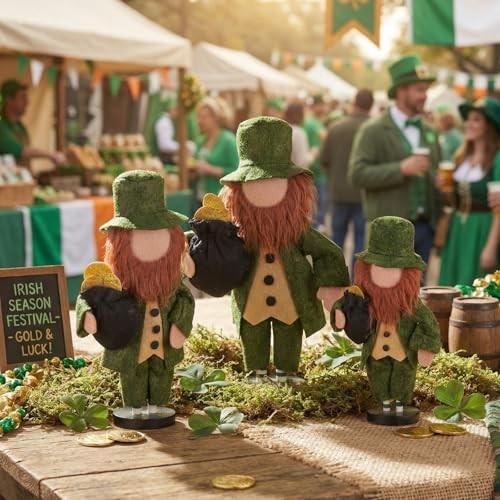 3 Pcs St. Patrick's Day Leprechaun Table Decoration Irish Leprechaun for Table