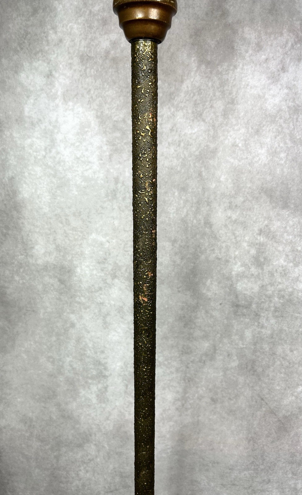 Antique Art Deco Floor Lamp Bridge Arm Unique Painted Wood Column Cast Iron 5 Ft