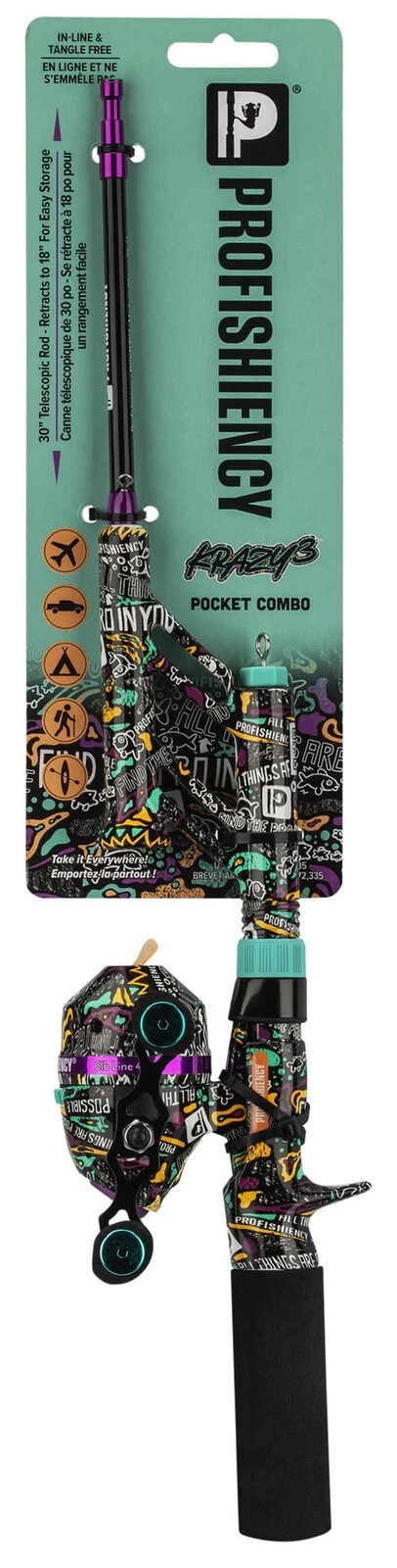 ProFISHienc Krazy 3 Pocket Spincast Combo. PCKRZY3 30"Telescopic rod FREE SHIP