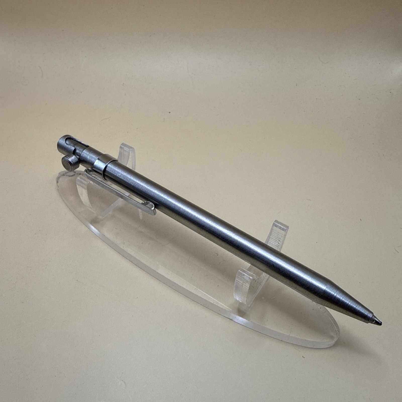 Handmade Stainless Steel Bolt Action Pen With Pocket Clip EDC