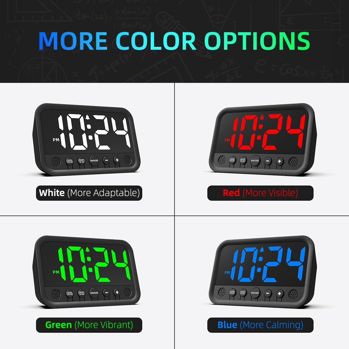 Small LED Digital Alarm Clock Loud Green Plug In