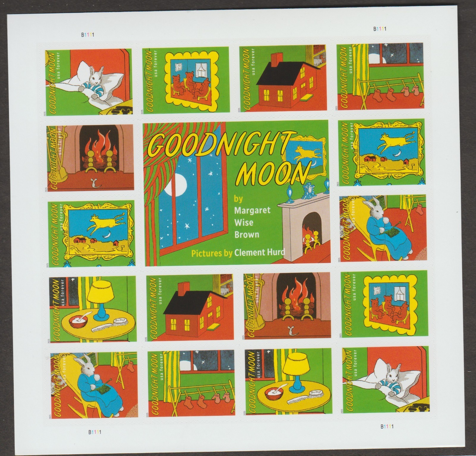 2025 US 6002a-h PANE OF 16 GOOD NIGHT MOON FOREVER RATE (PERFORATED) MNH