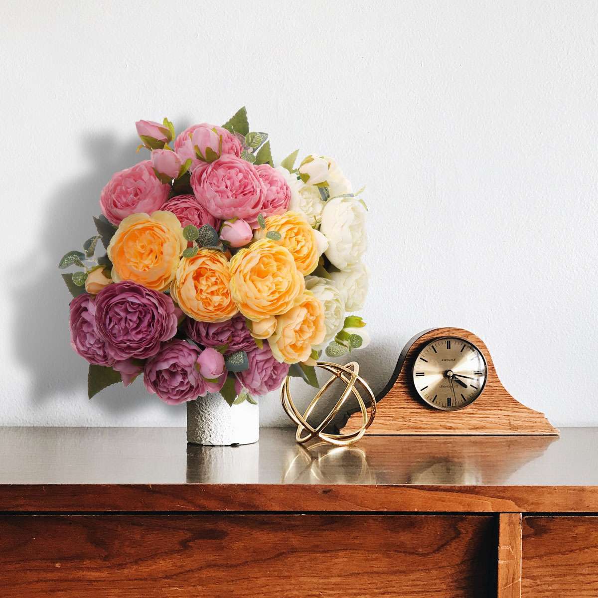 Artificial 9 Heads Silk Peony Flower Wedding Bouquet Home Party Outdoor Decor