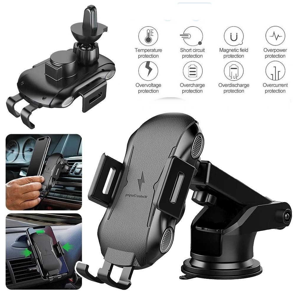 30W Wireless Charger Fast Charging Automatic Clamping Car Mount Phone Holder US