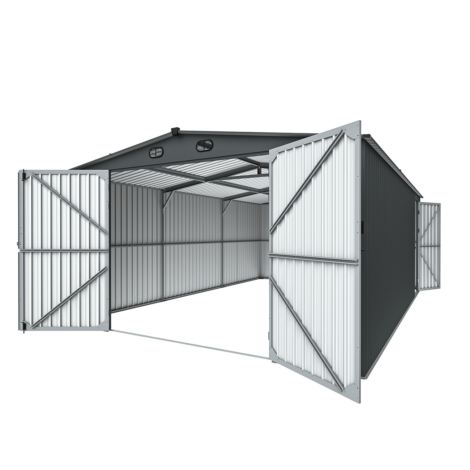 NEW 20'x13' Galvanized Metal Garage Shed Outdoor Storage Shed for Vehicle/Garden