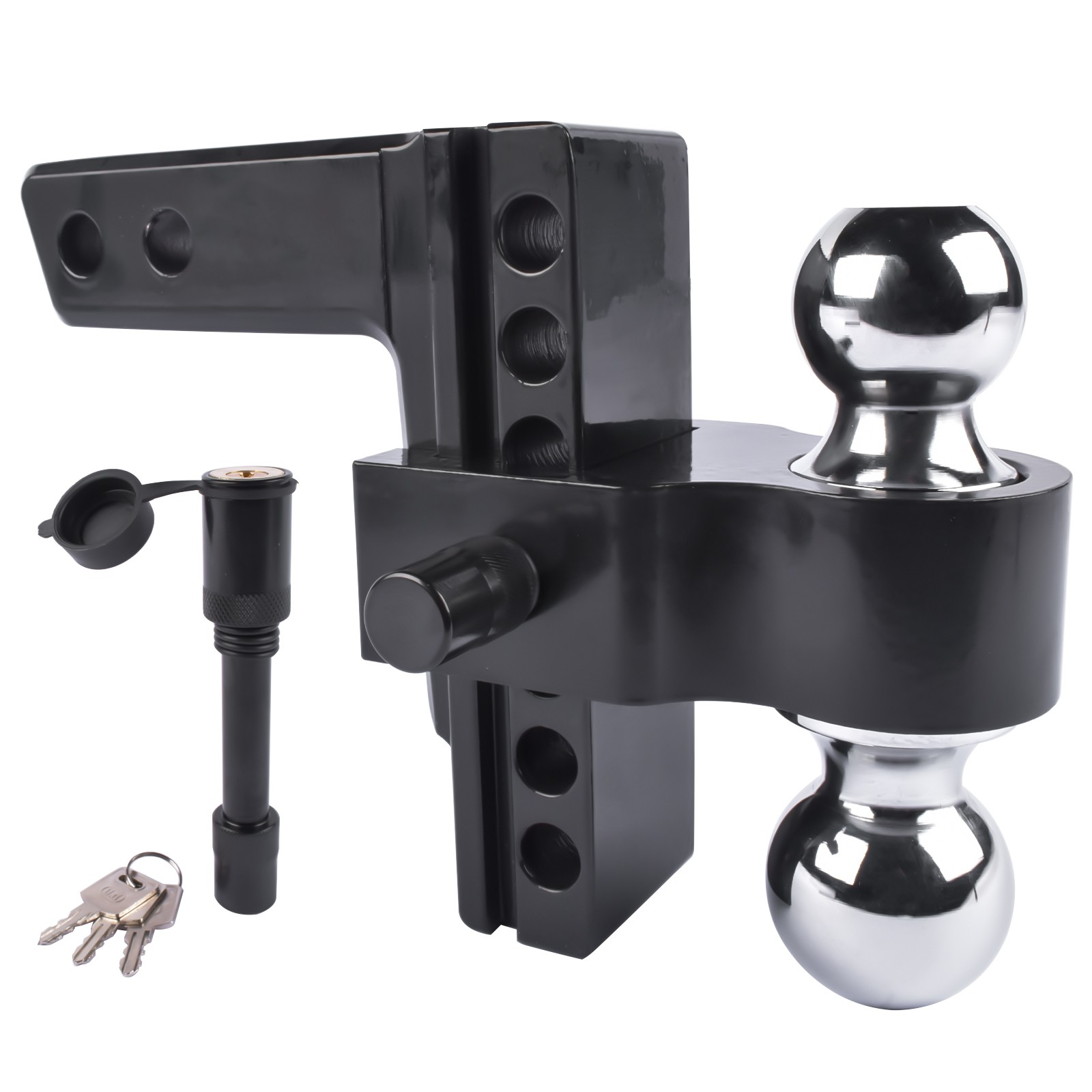 Dual Ball Adjustable Trailer Hitch with Lock, 2-Inch Receiver, 6-Inch Drop/Rise