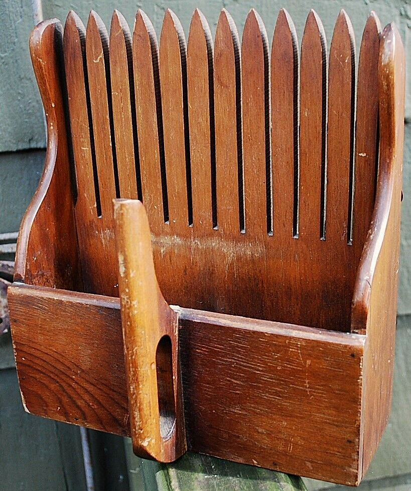 Antique Primitive HANDMADE WOOD CRANBERRY/BLUEBERRY HARVESTING SCOOP Rake Box VG