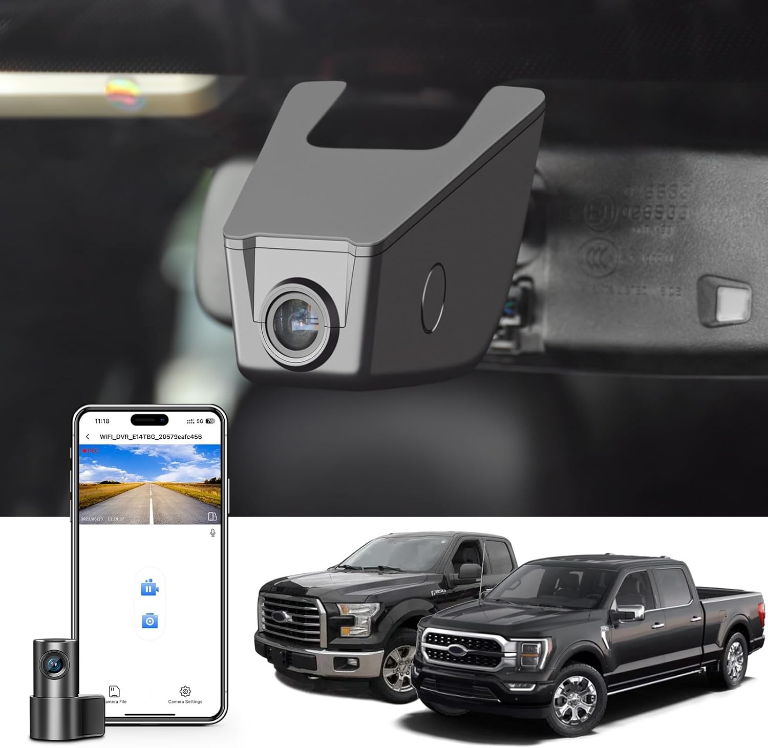 Mangoal Front 4K & Rear 1080P Dash Cam for Ford F150 F250/F350/F450 Super Duty