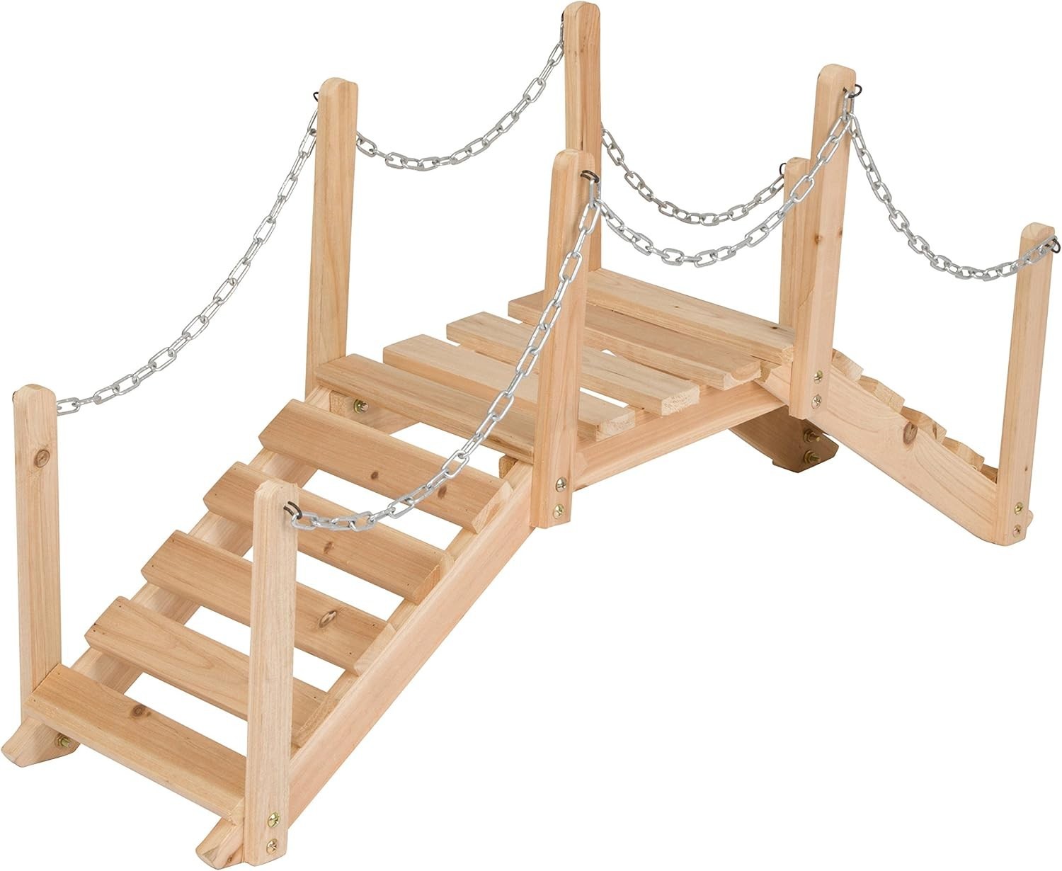 Natural Cedar Wood Garden Bridge with Side Rails - Perfect for Landscape Design