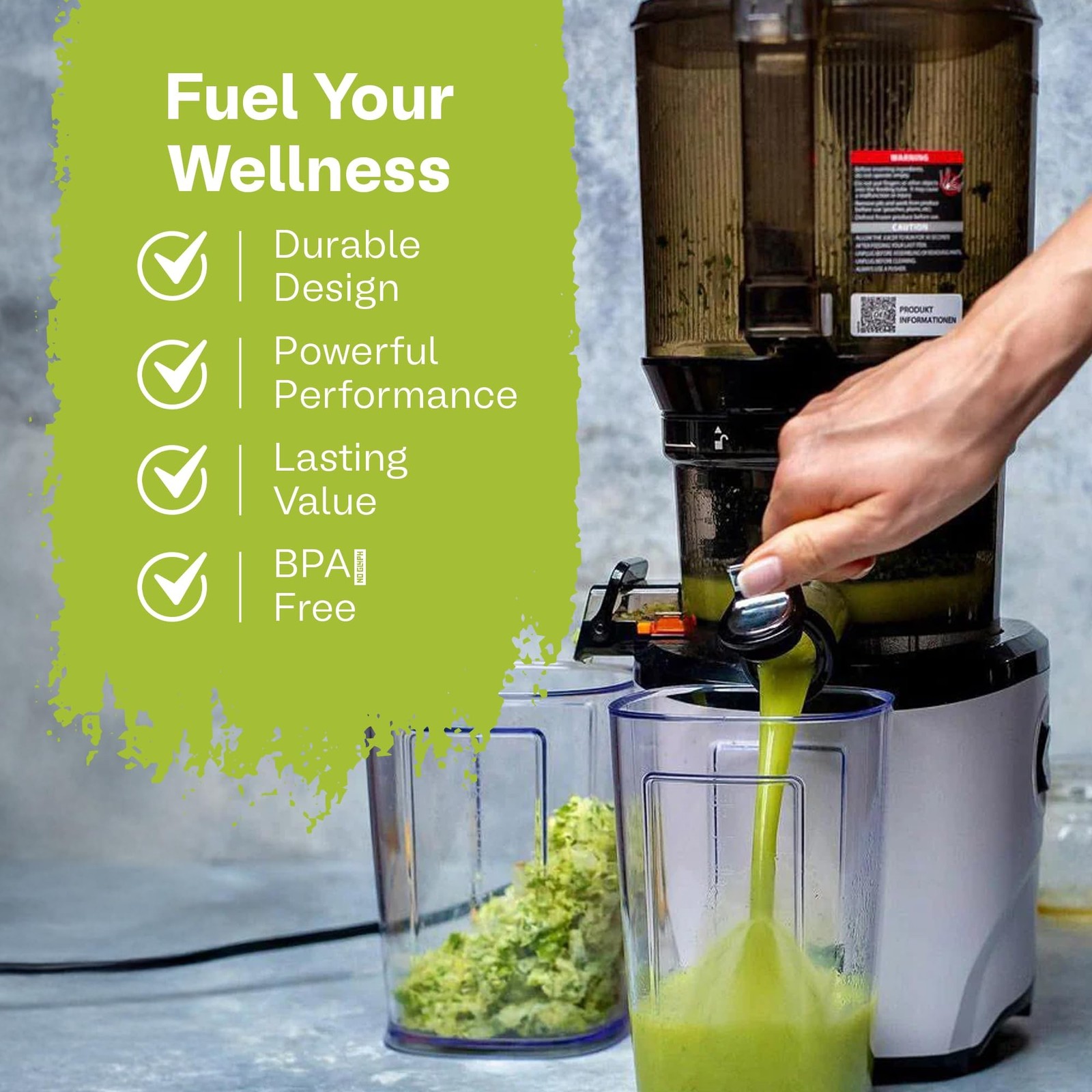 Kuvings AUTO10 Cold Press Juicer Silver - Hands-Free Electric Masticating Jui...