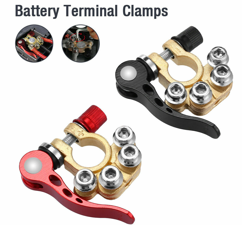 2x Positive&Negative Car Top Post Battery Terminals Wire Cable Clamp Connectors