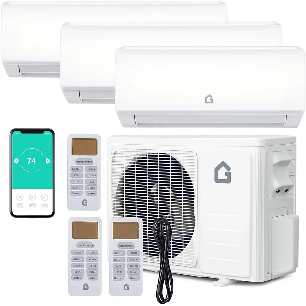 28000 BTU 3 Zone (9K+9K+18K) Mini Split Air Conditioner 20 SEER2 W/Heat Pump Wif