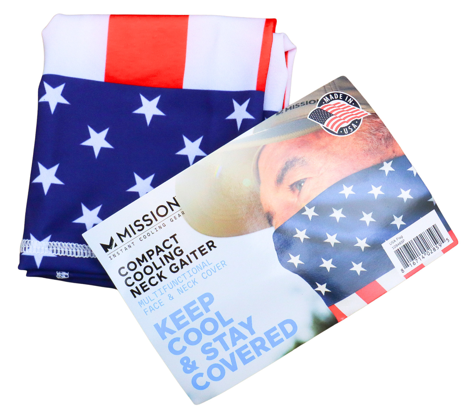 Mission Instant Cooling Geat Cooling Neck Gaiter USA Patriotism American Flag