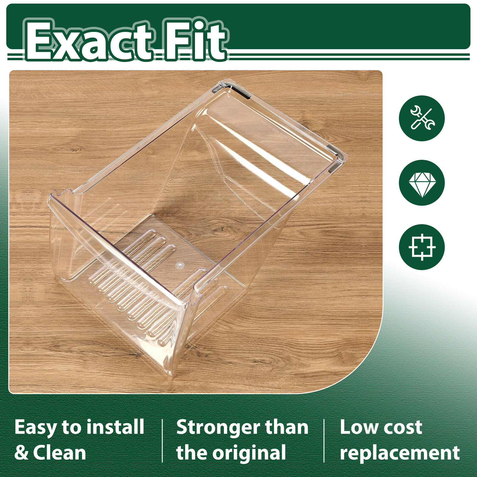 Clear Crisper Drawer Compatible with Frigidaire Refrigerator 240337103 PS429854