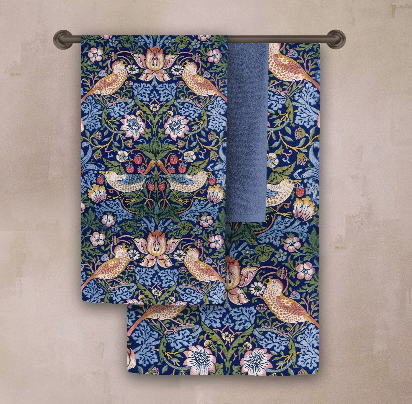 William Morris Strawberry Thief Decorative Bath Towels #5 Arts & Crafts Bird