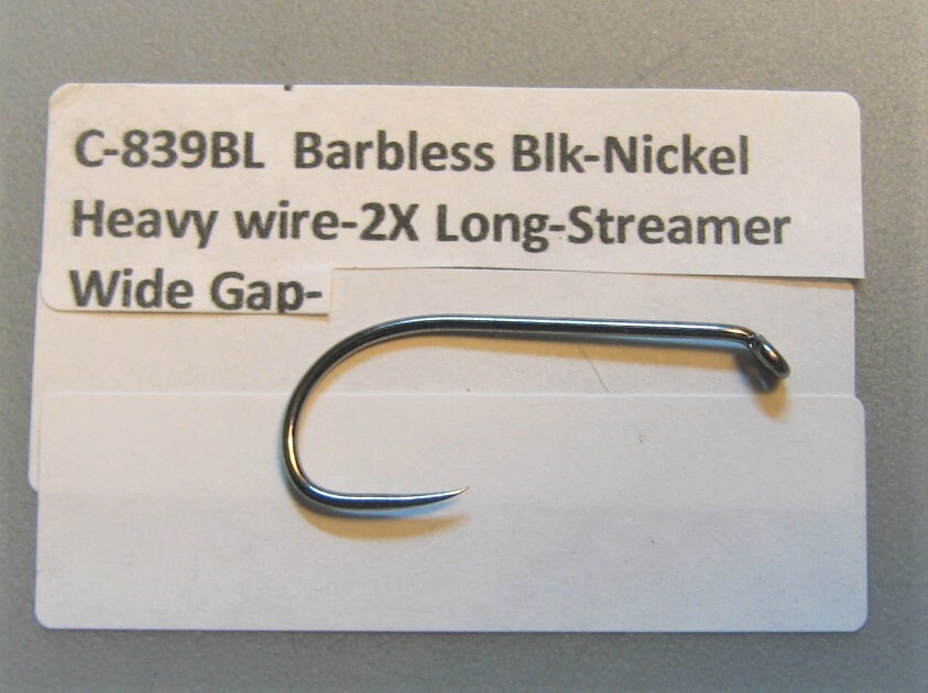 50- Streamer-Nymph Hooks C-839BL 6 Sizes available Heavy wire Barbless