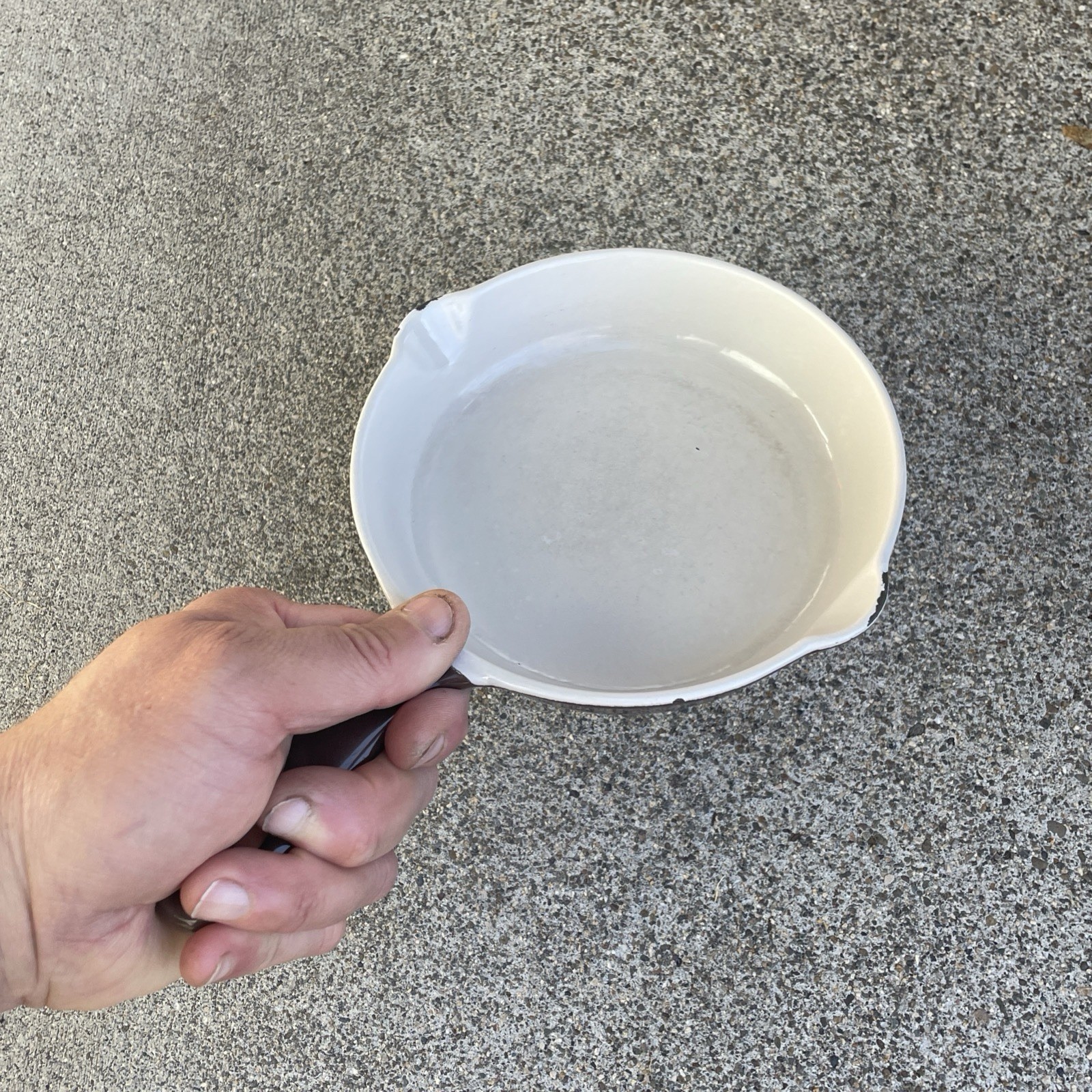 Vintage #16 Le Creuset 6.5" Spouted Skillet Frying Pan Brown Enamel Cast Iron