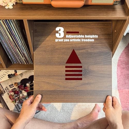 Record Player Stand with Vinyl Storage Holds Up to 300lb, Large Record Walnut