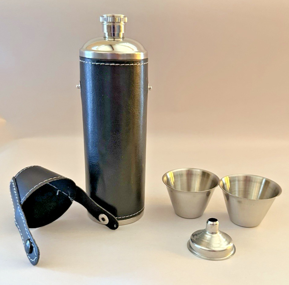 10 oz Flask Gift Set with 2 Shot Glasses & Funnel Stainless Steel Golf Flask