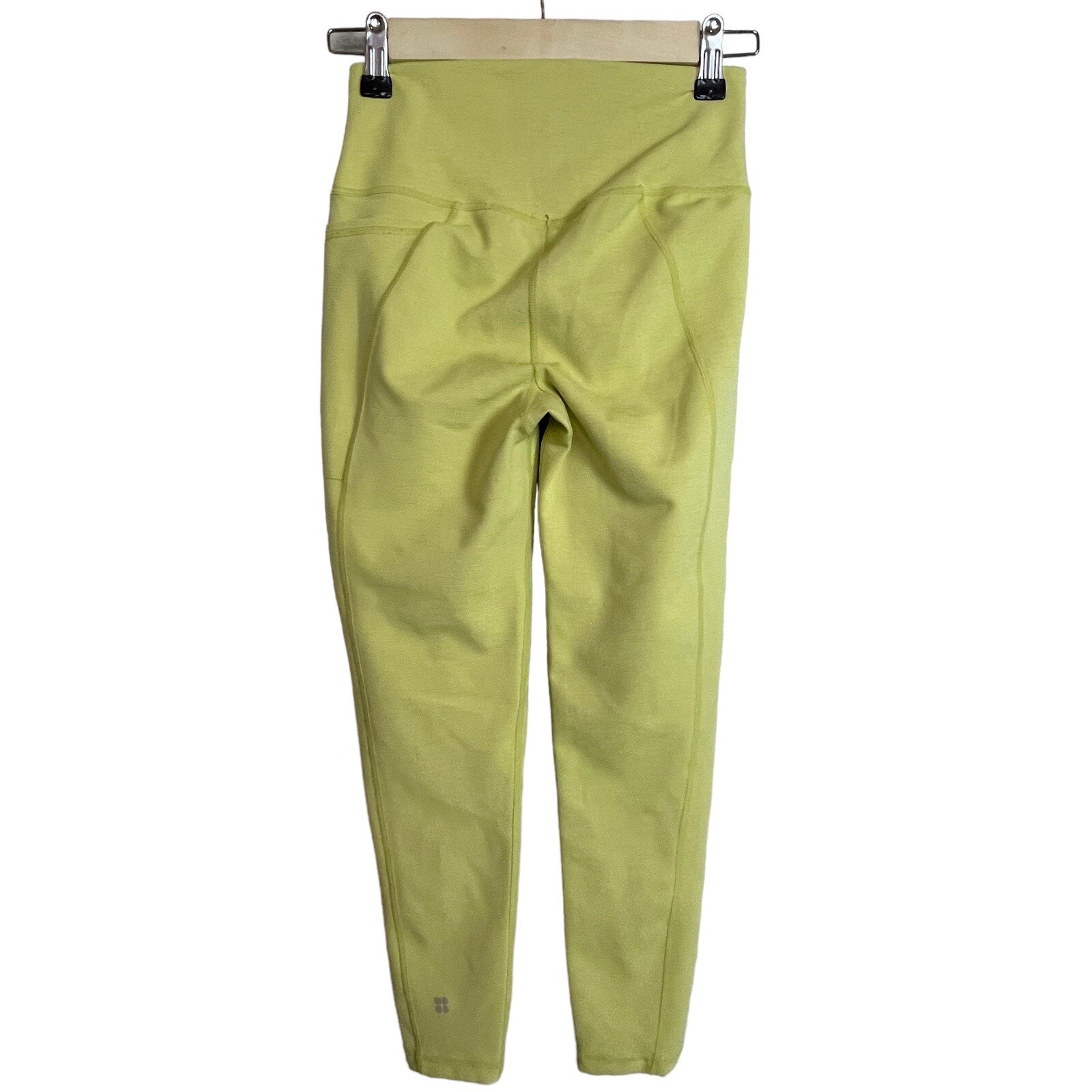 Sweaty Betty Super Sculpt 7/8 Length Leggings Size S Chartruese Yellow Pocket
