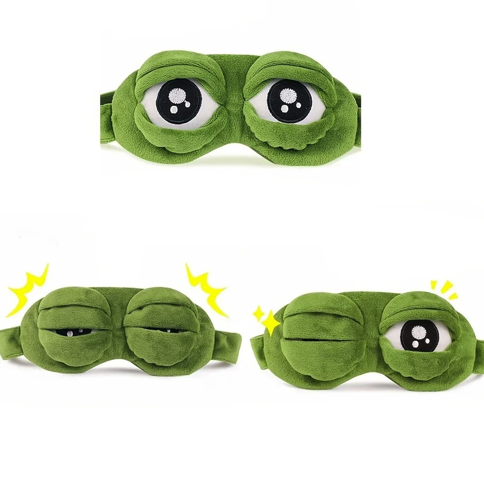 1PC 3D Sad Frog Sleep Mask: Soft Eye Shade for Men & Women Travel Rest - NEW