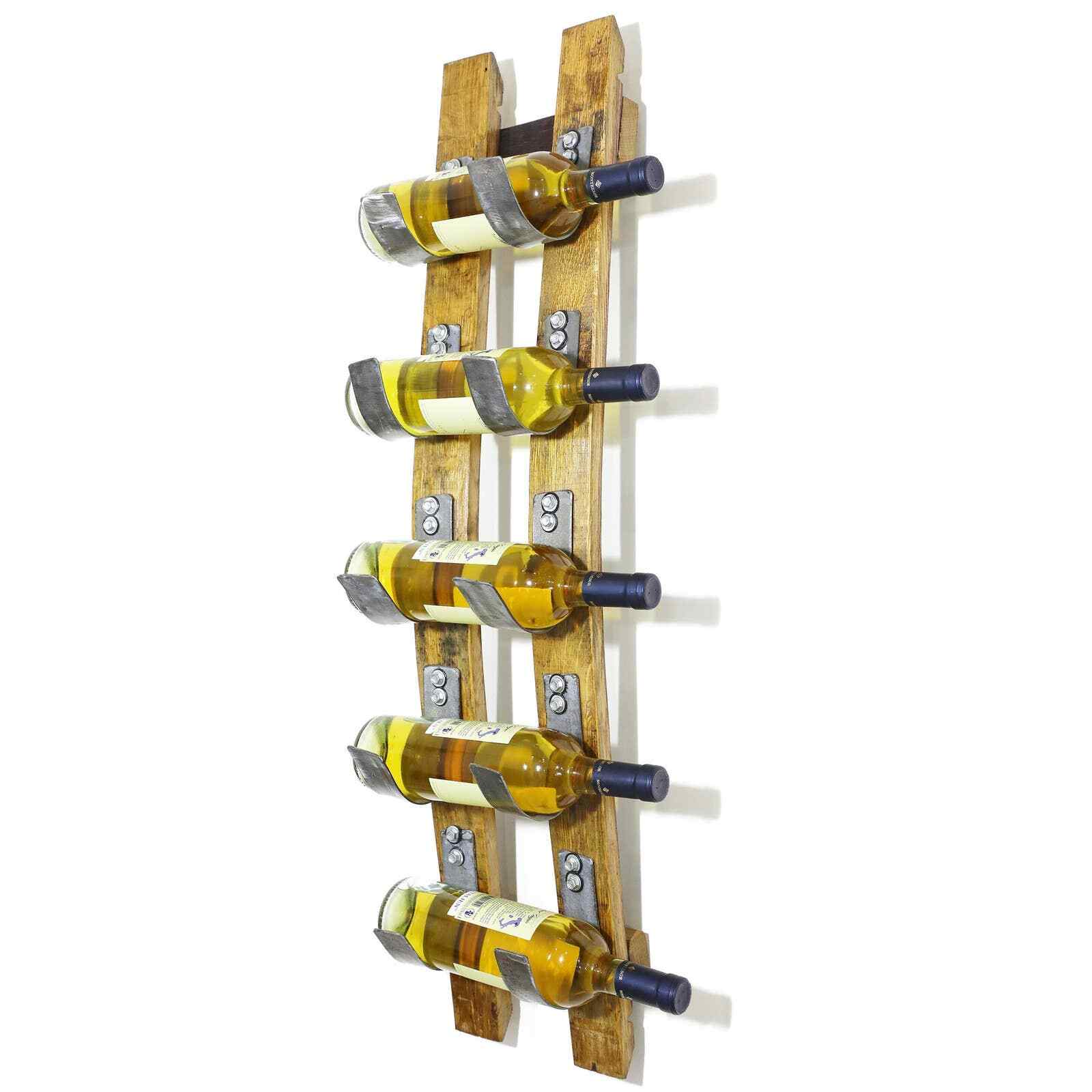 Wine Barrel Stave 5-Bottle Holder (Wine Rack - Wine Rack Wall Mount - Whiskey)
