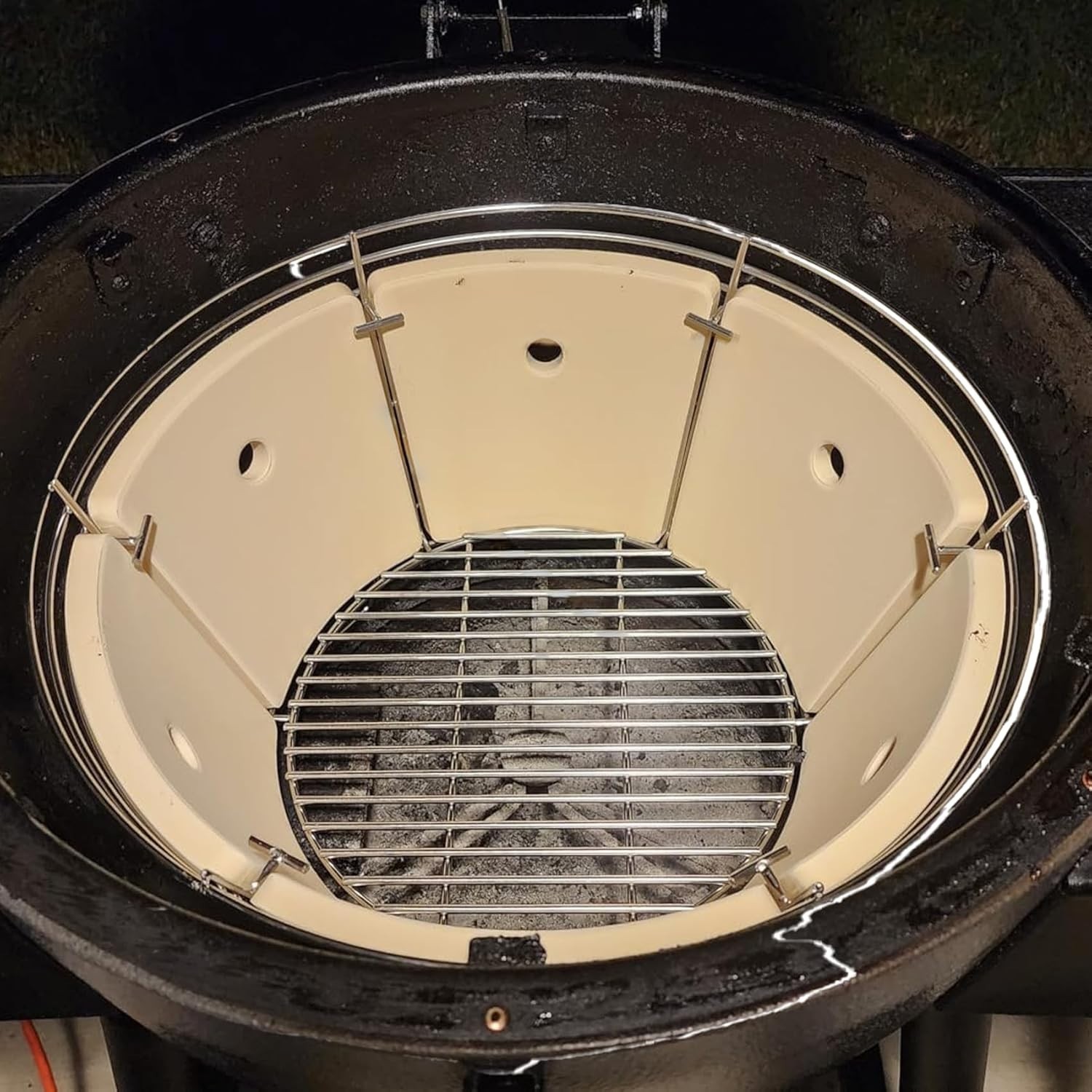 Charcoal Firebox Set, Stainless Steel Charcoal Ash Basket with Heat Deflector...