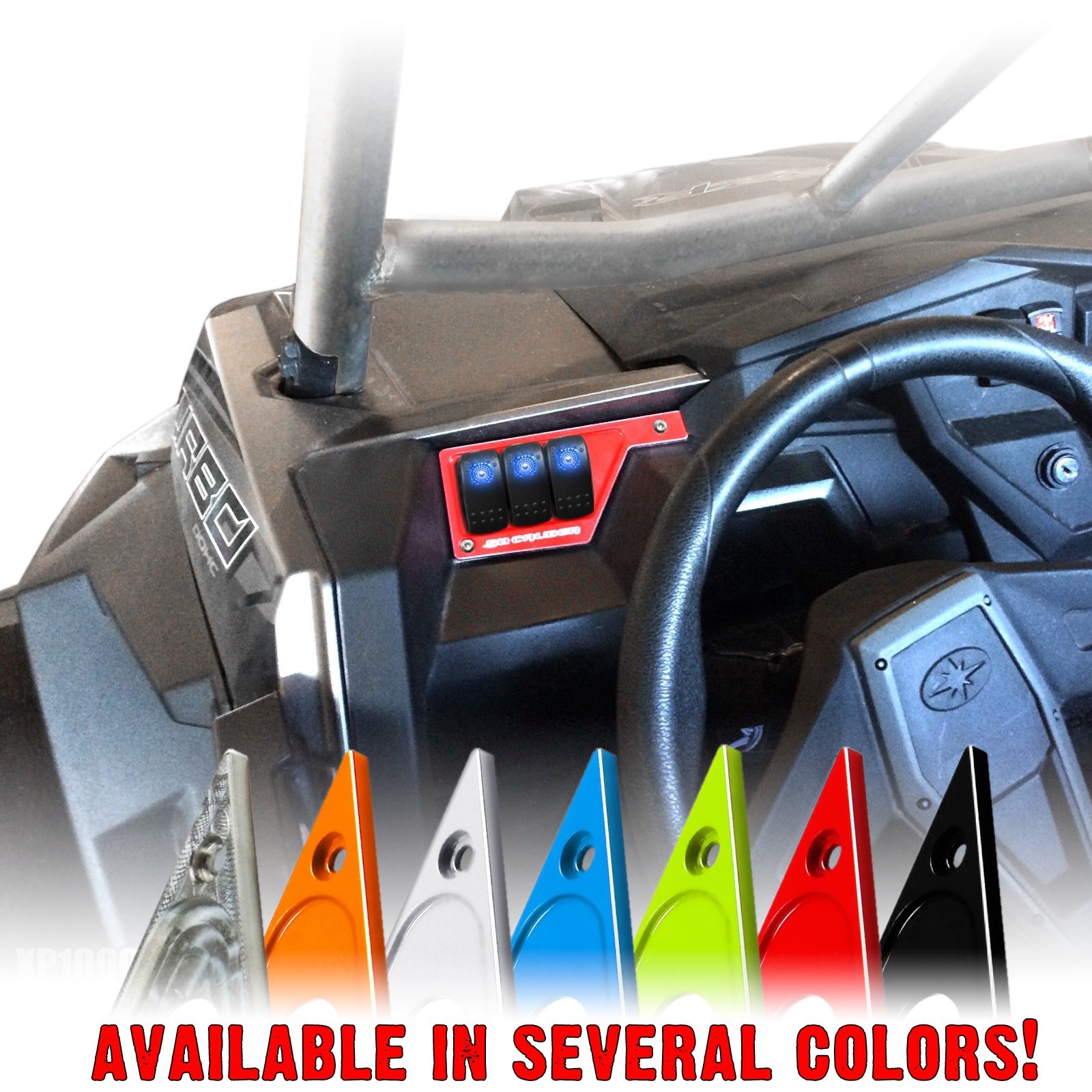 8 Hole CNC Billet Dash Switch Panel 3pc Combo Kit RZR XP 1000 Turbo S 900 Black