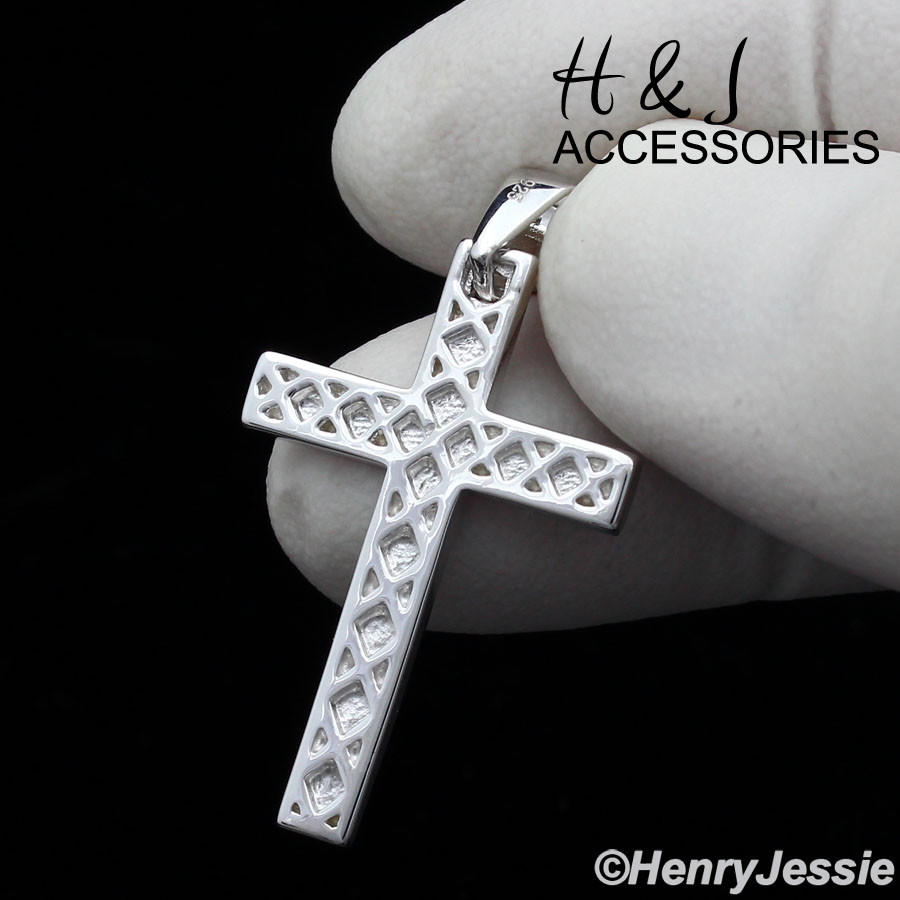 MEN WOMEN 925 STERLING SILVER SIMPLE PLAIN SILVER CROSS CHARM PENDANT*ASP194