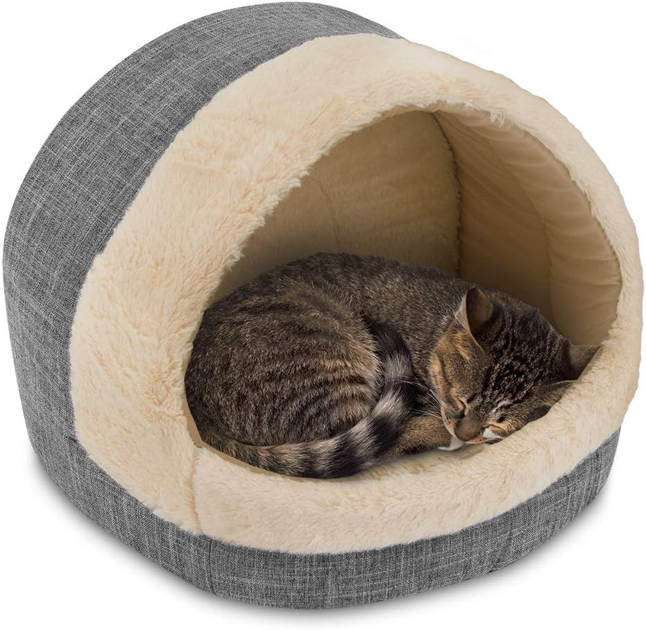 Cat Bed for Indoor Cat, Domed Tent House with Removable Pillo