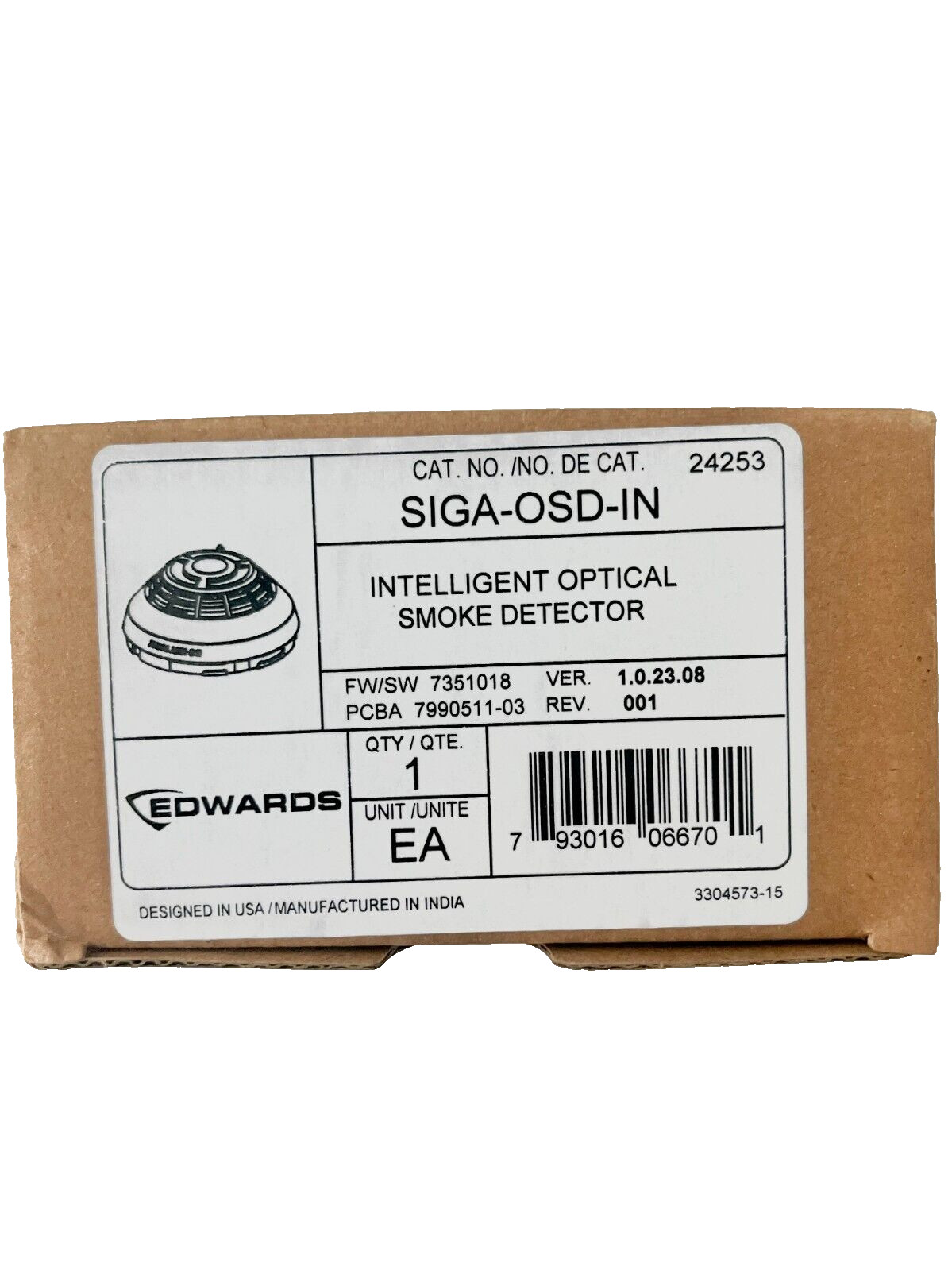 Edwards SIGA-OSD Intelligent Optical Smoke Detector. Same Day Free Shipping