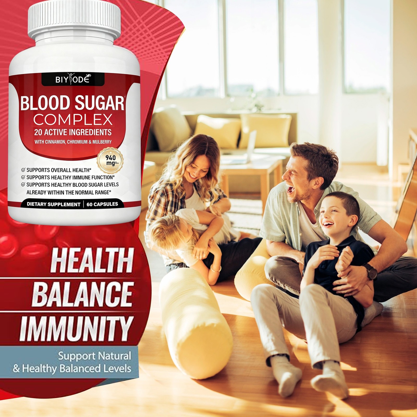 Blood Sugar Complex Supplement - Supports Healthy Blood Sugar Levels 60 Capsules