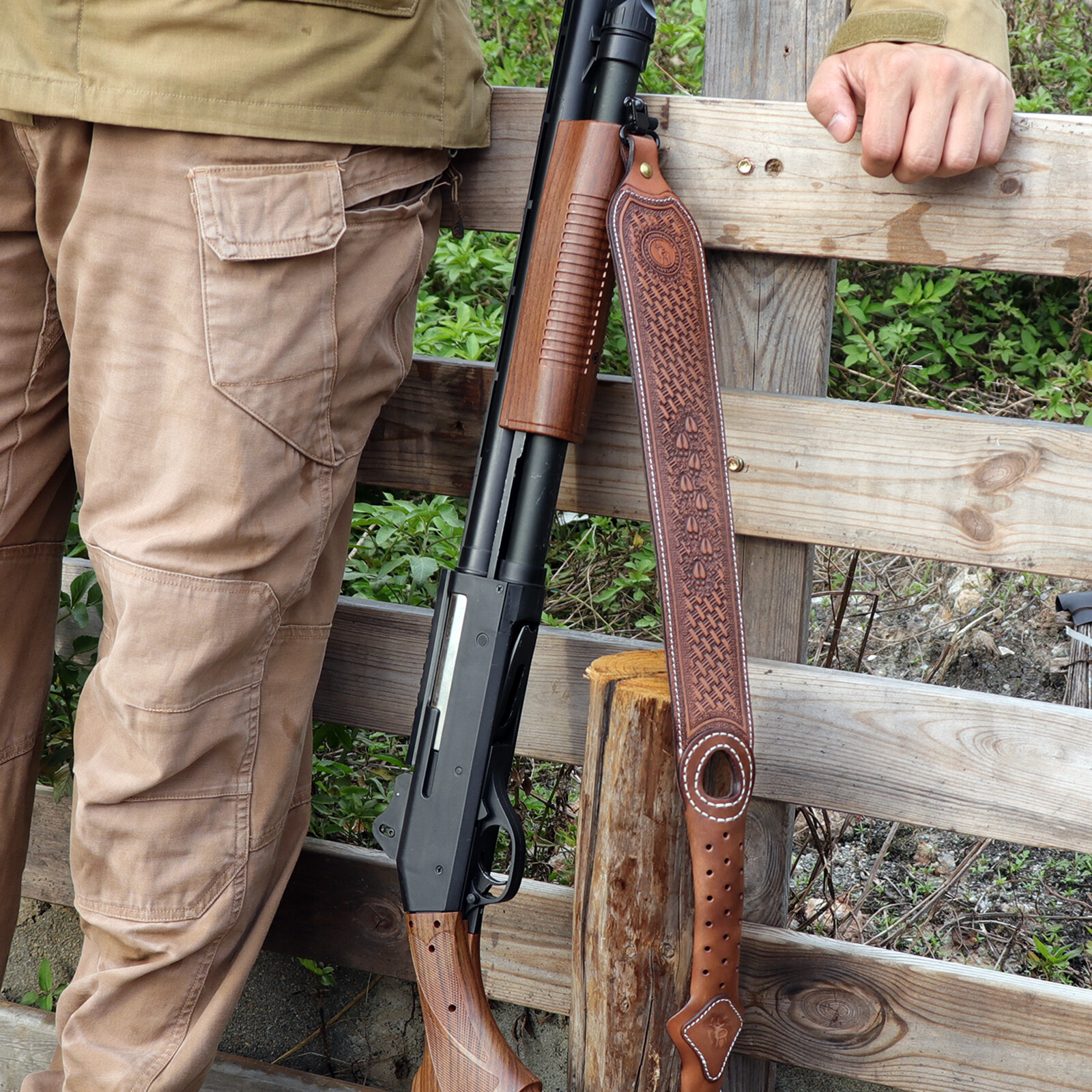 Tourbon Vintage Leather Rifle Sling Gun Carrying Strap Shooting Rest Adjustable