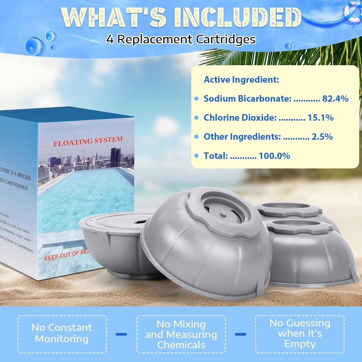 Hot Tub Replacement Cartridge Compatible with Frog Ease Floating System, 4 Pack