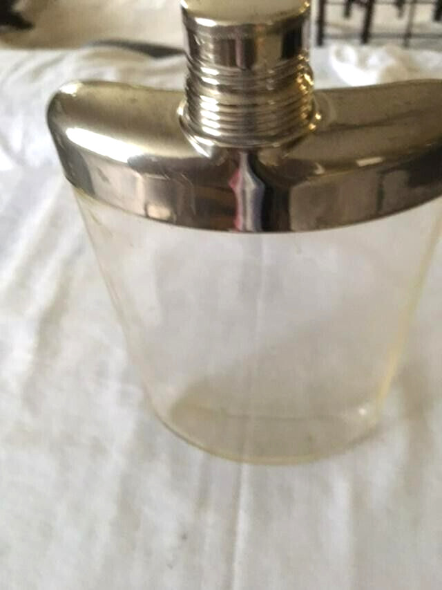 Vintage Flask Plastic Silver Plate Two Cups Silver Gold Tone Camping Hiking