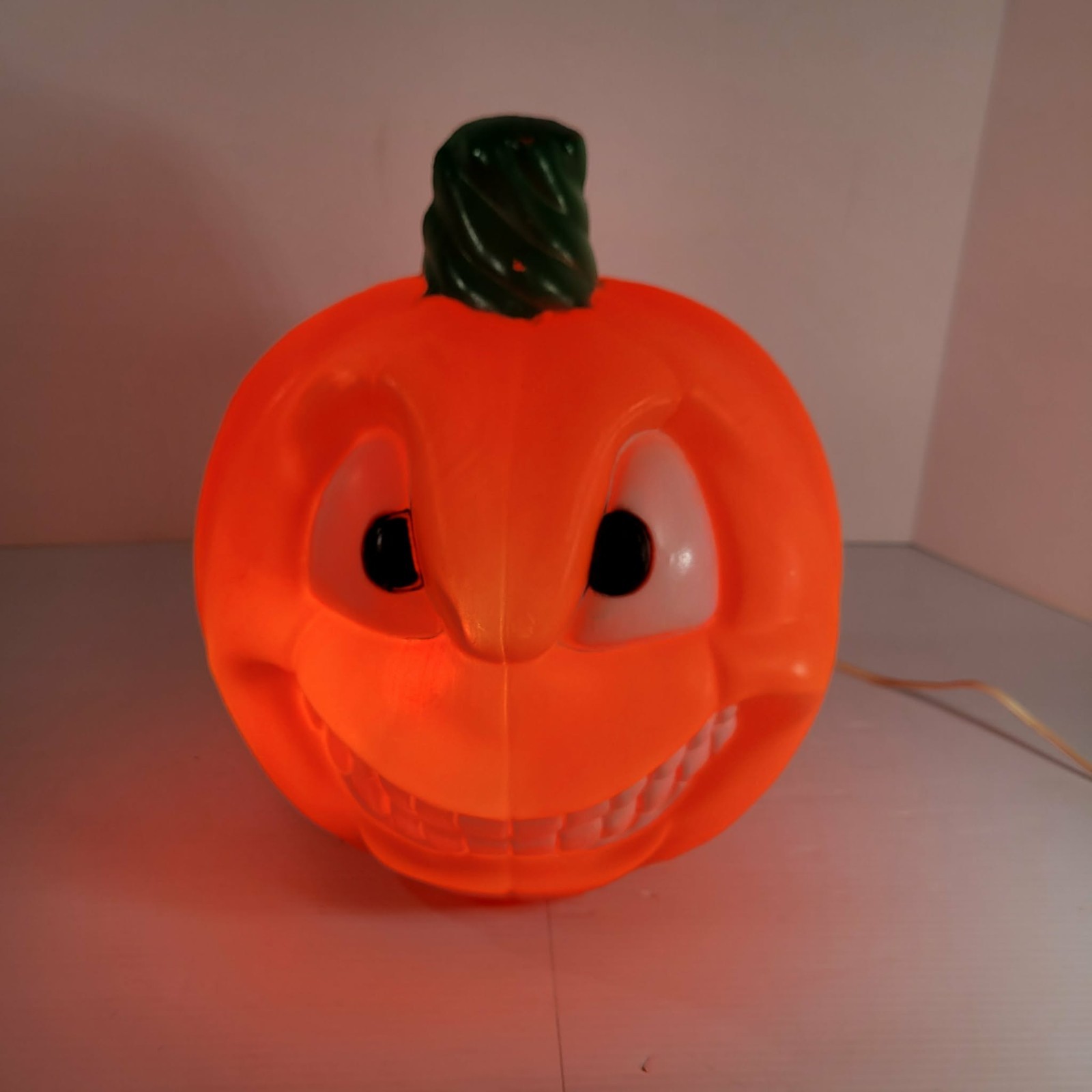 Vtg Empire Two Faced Double Sided Light Up 13" Blow Mold Jack O Lantern Lights