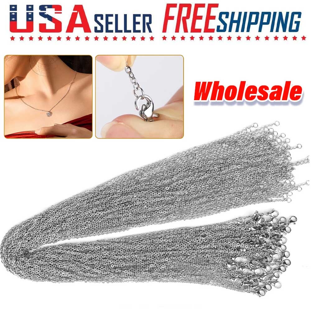 Lot of Wholesale Stainless Steel Silver Tone Necklace for DIY Jewelry Chains USA